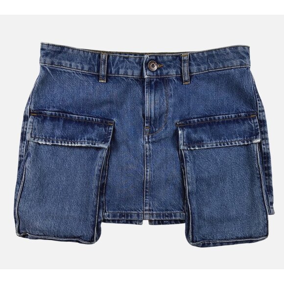 3x1 N.Y.C. Womens Celine Cargo Denim Mini Skirt Size 24 Made In Italy - Picture 8 of 8